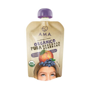 Pure de Frutas y Verduras  Pasteurizado Manzana  Arandanos Organico 90gr Marca Ama
