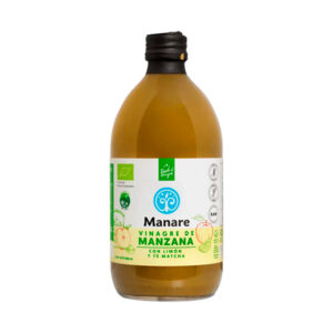 Vinagre de Manzana con Matcha y Limon organico 500ml Marca Manare