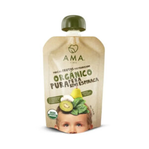 Pure De Frutas y Verduras  Pera kiwi Espinaca 90gr Marca Ama