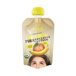 Pure de Frutas y Verduras  Pasteurizado Manzana  Platano Organico 90 gr   Marca Ama