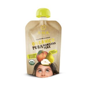Pure de Frutas y Verduras  Pasteurizado Manzana Pera Organico 90gr   Marca Ama
