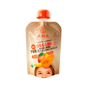 Pure de Frutas Organico Manzana Platano Zapallo 90 gr Marca Ama
